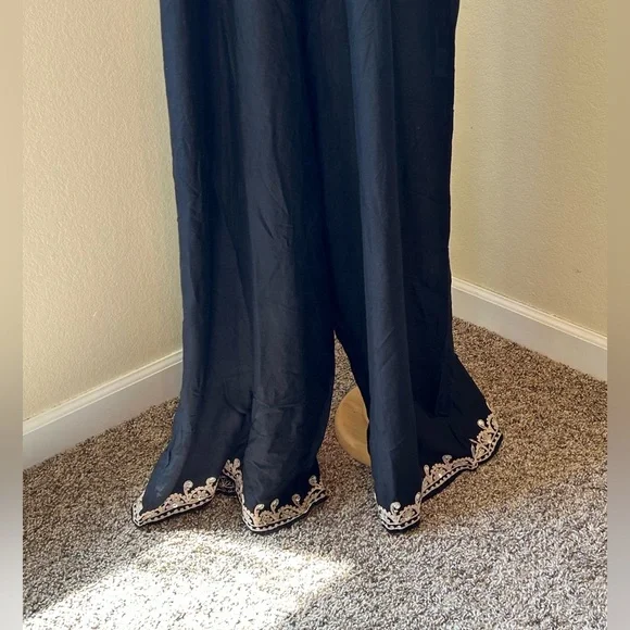 Black and Gold Embellished Jumpsuit - Picture 7 of 16